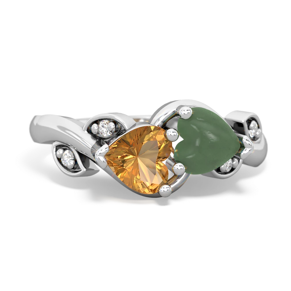 Citrine Floral Elegance 14K White Gold ring R5790