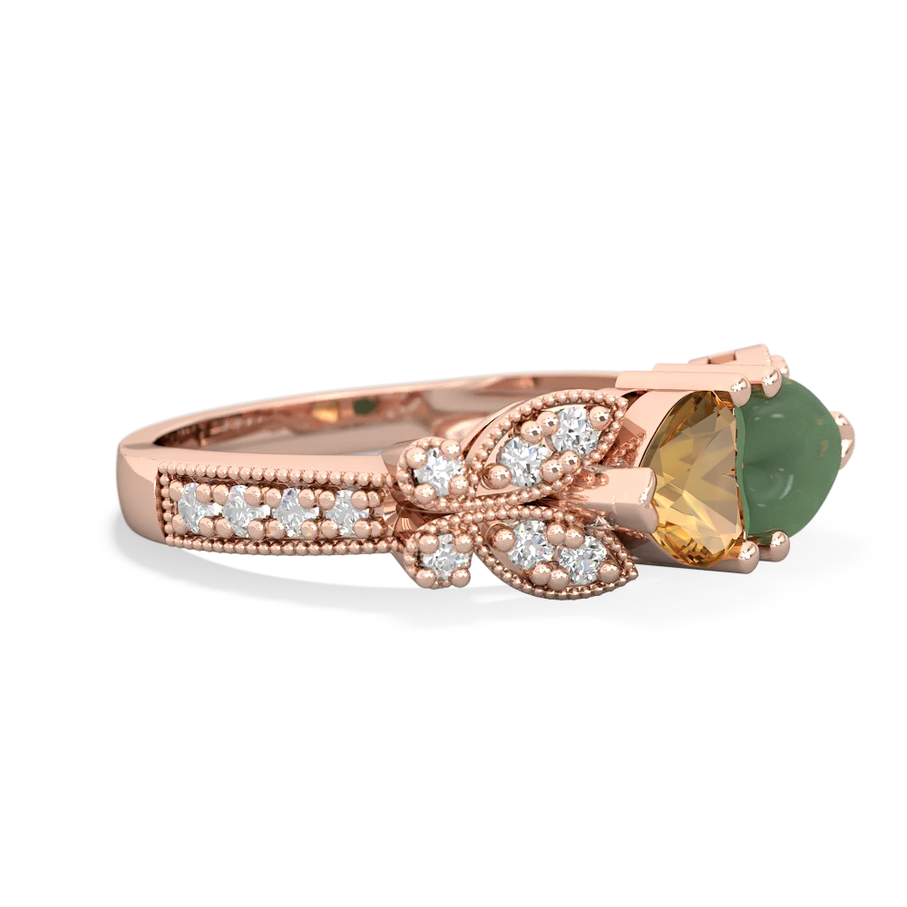 Citrine Diamond Butterflies 14K Rose Gold ring R5601