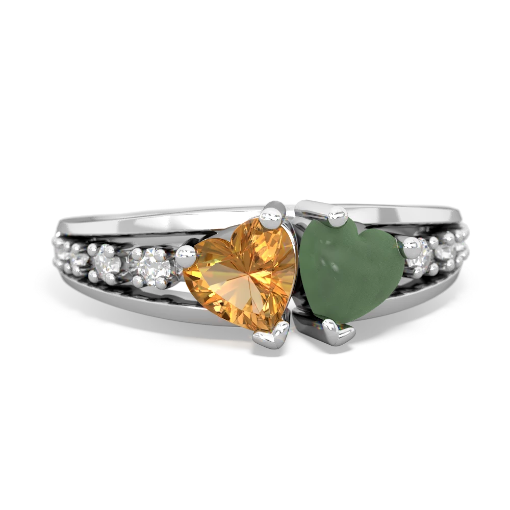 Citrine Heart To Heart 14K White Gold ring R3342