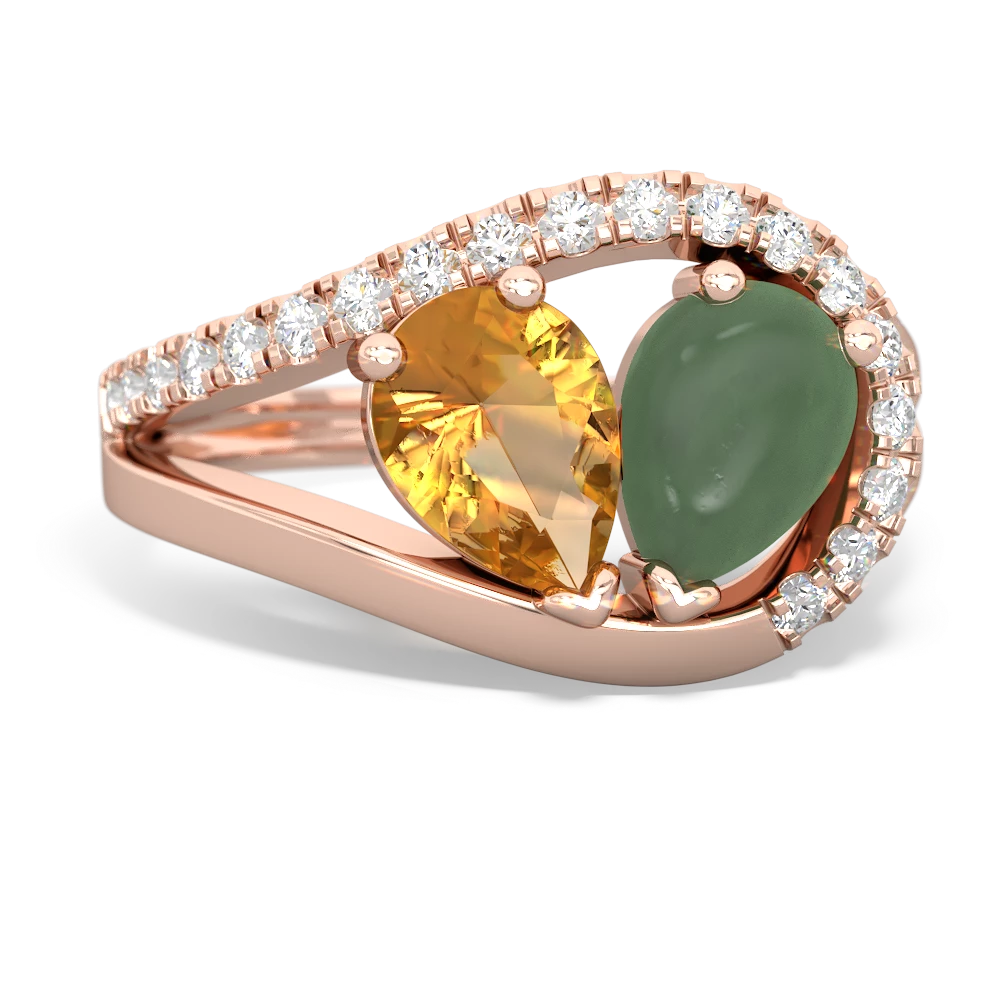 Citrine Nestled Heart Keepsake 14K Rose Gold ring R5650