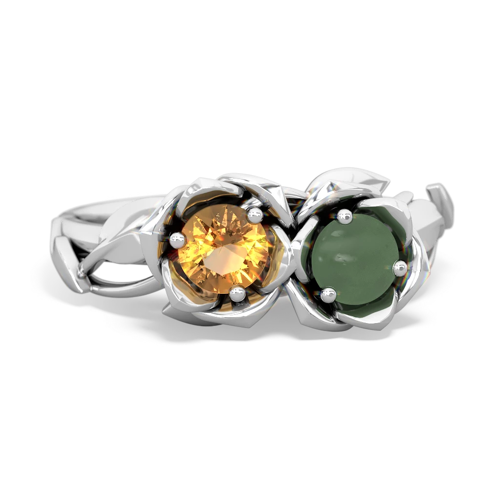 Citrine Rose Garden 14K White Gold ring R5510