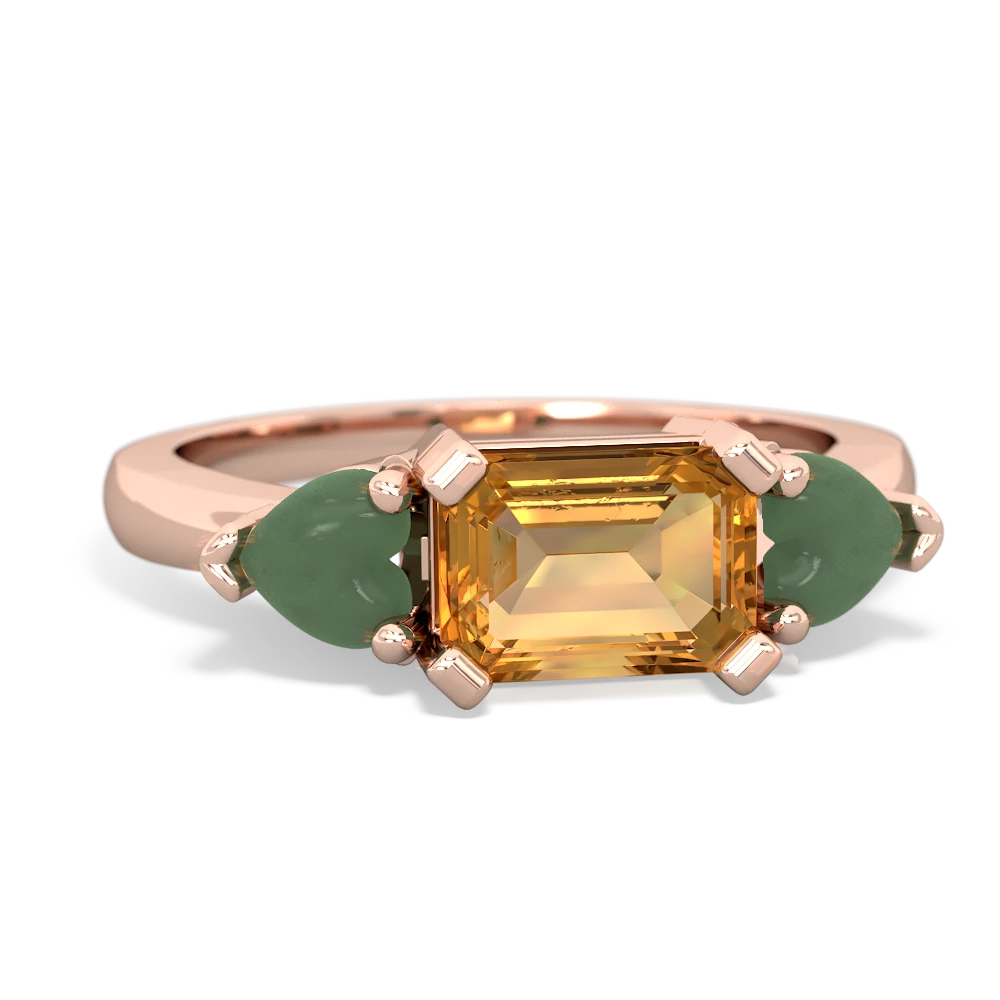 Citrine Three Stone 14K Rose Gold ring R5235