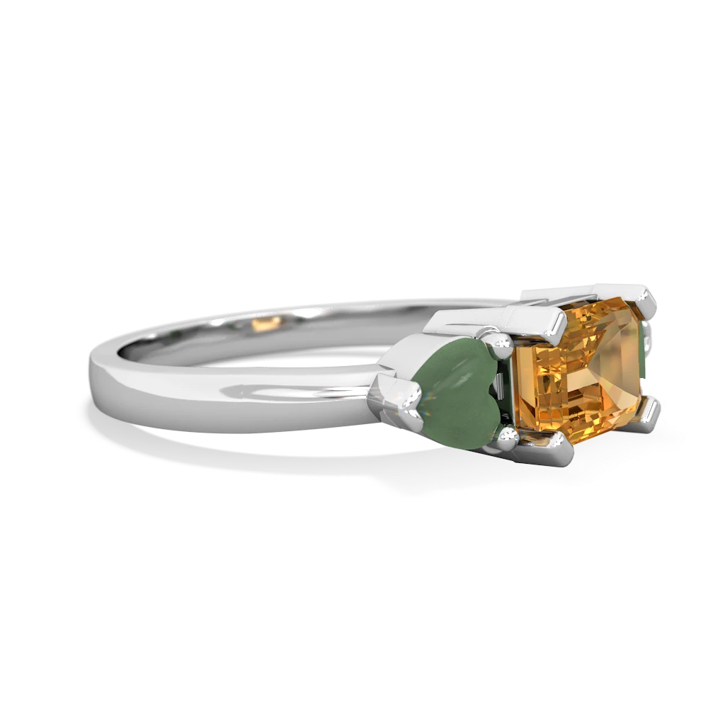 Citrine Three Stone 14K White Gold ring R5235