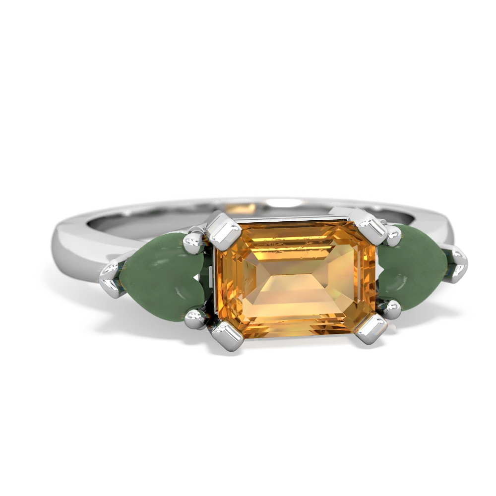 Citrine Three Stone 14K White Gold ring R5235