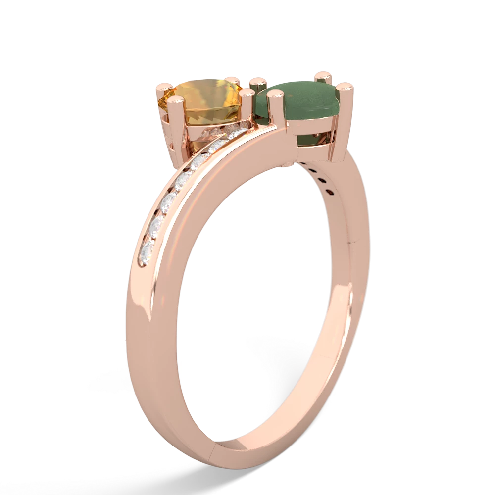 Citrine Channel Set Two Stone 14K Rose Gold ring R5303