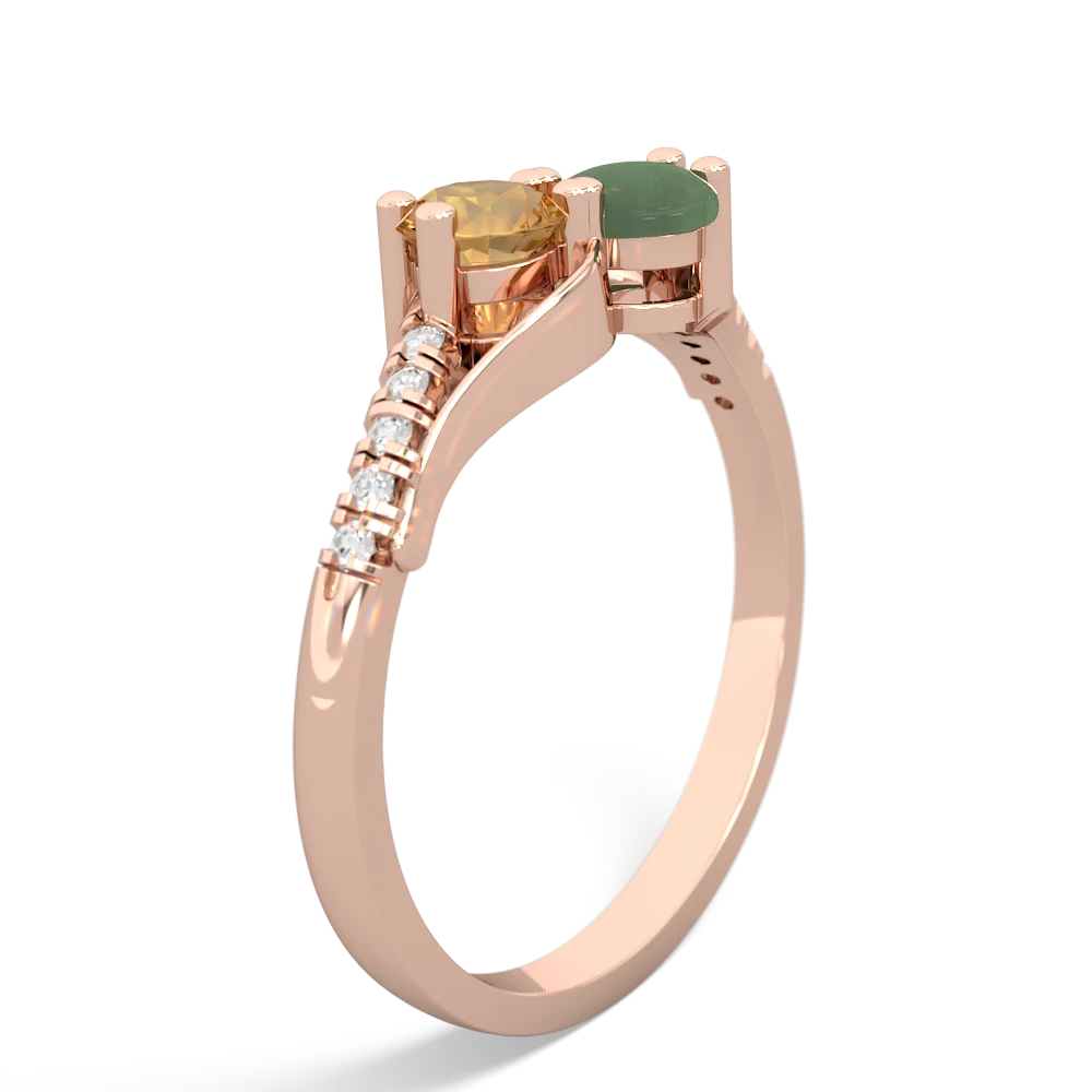 Citrine Infinity Pave Two Stone 14K Rose Gold ring R5285