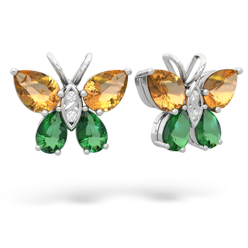 Citrine Butterfly 14K White Gold earrings E2215