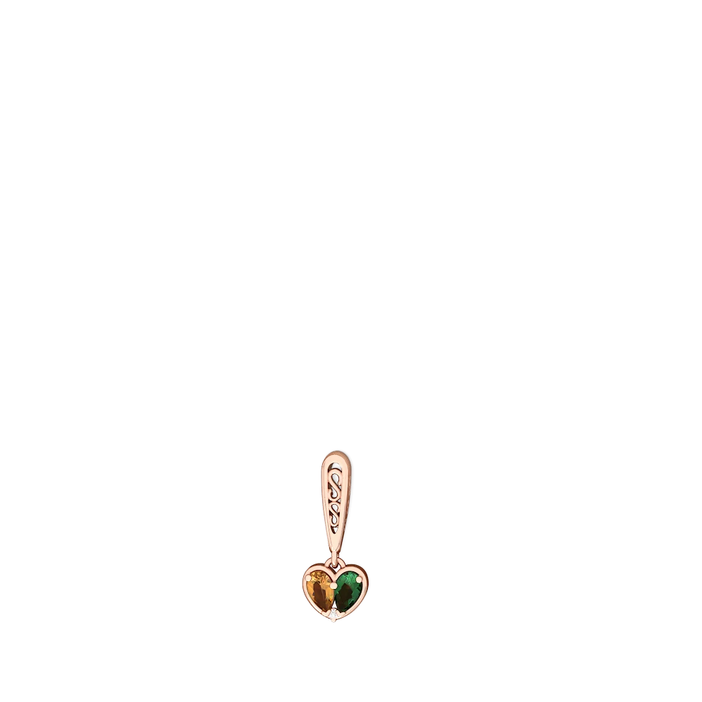 Citrine Filligree Heart 14K Rose Gold earrings E5070
