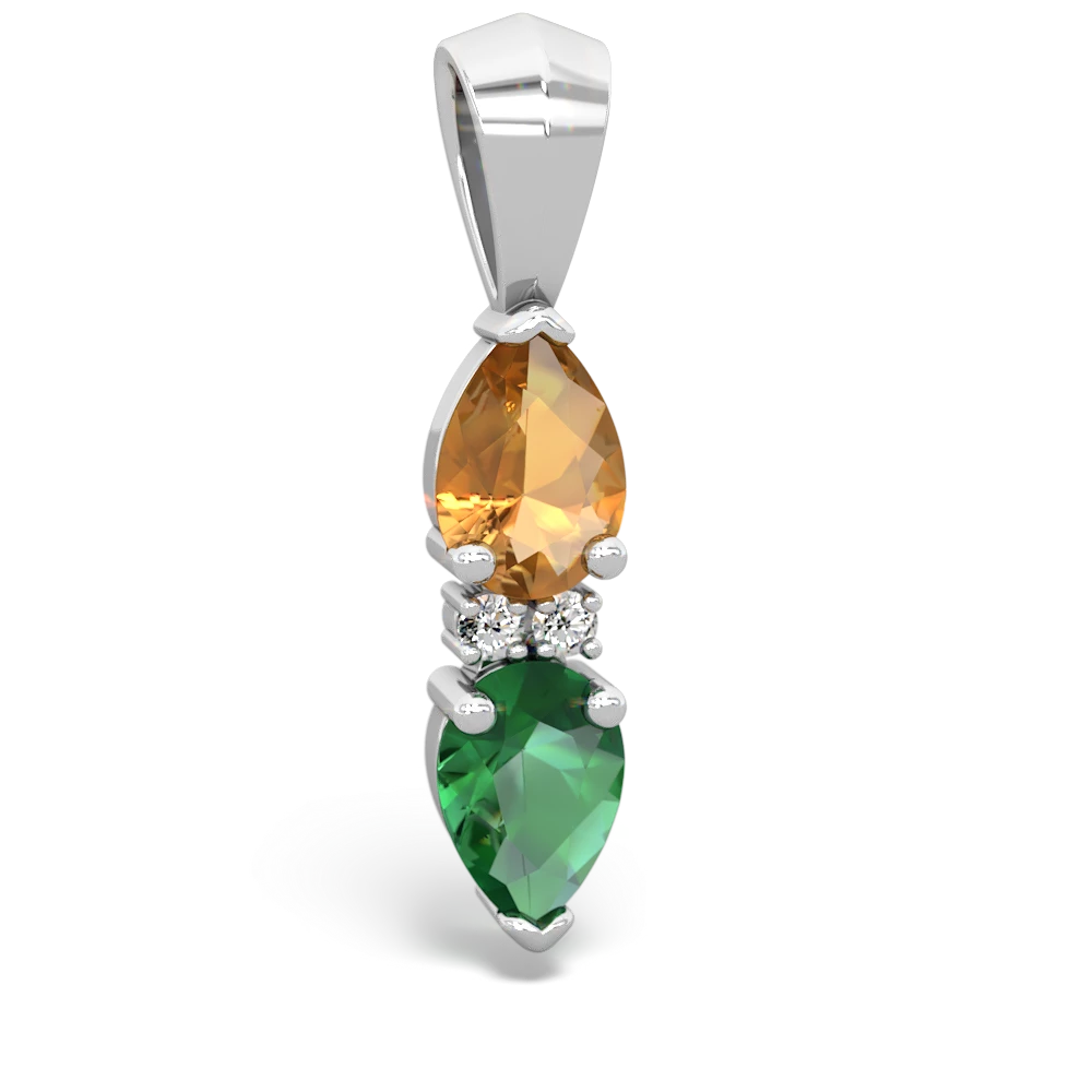 Citrine Bowtie Drop 14K White Gold pendant P0865