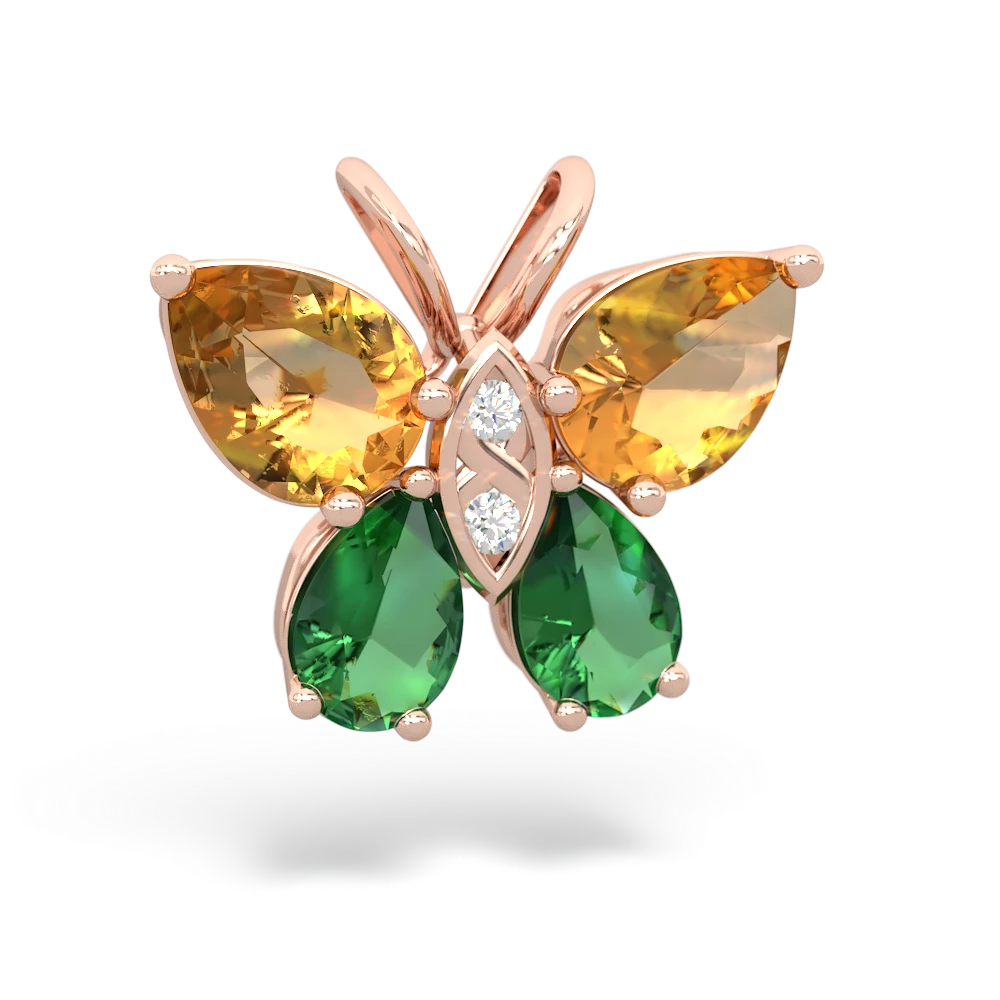 Citrine Butterfly 14K Rose Gold pendant P2215