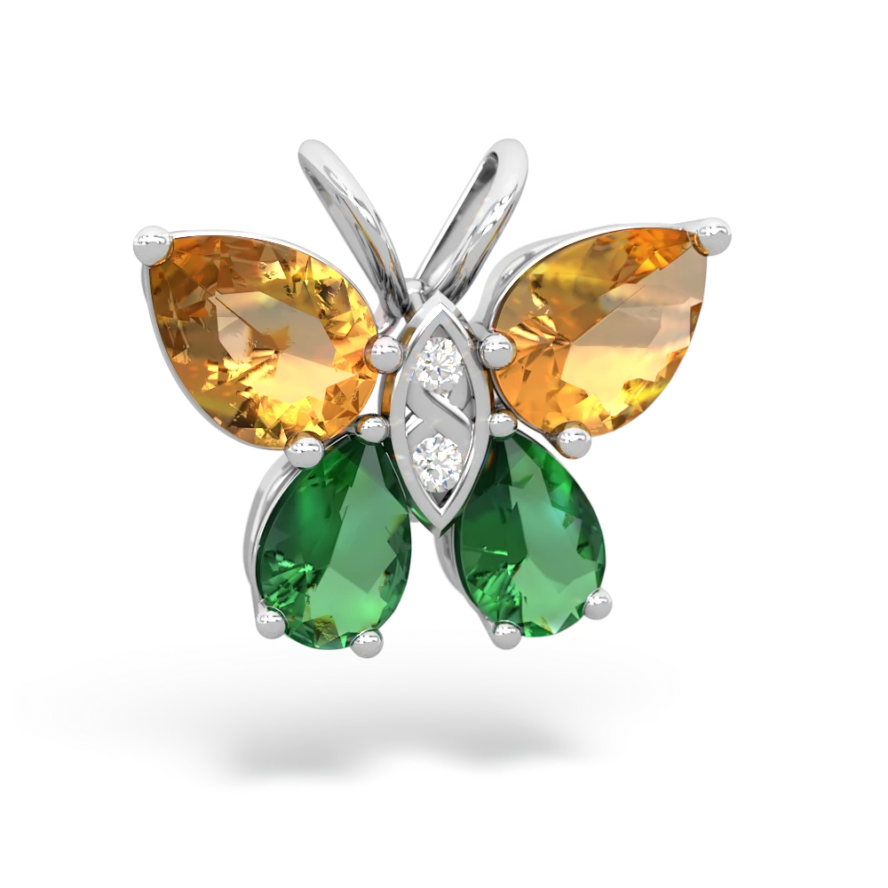 Citrine Butterfly 14K White Gold pendant P2215