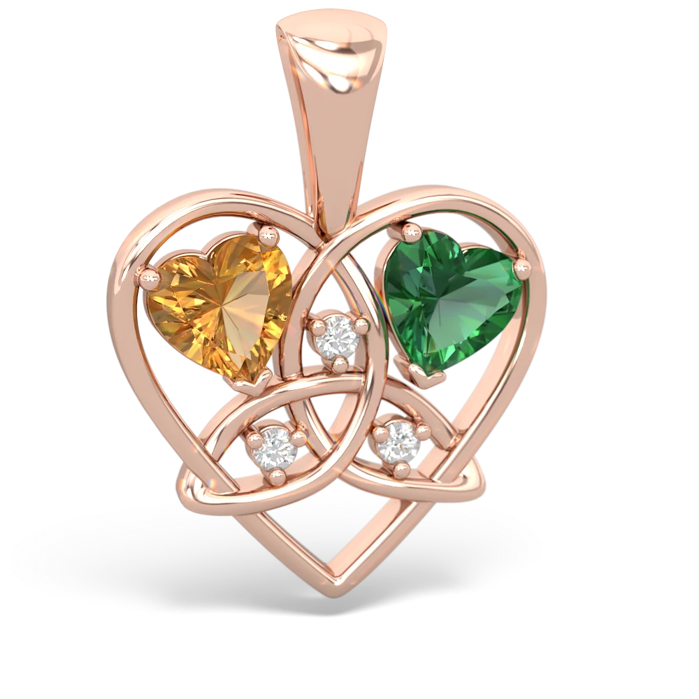 Citrine Celtic Trinity Heart 14K Rose Gold pendant P5331