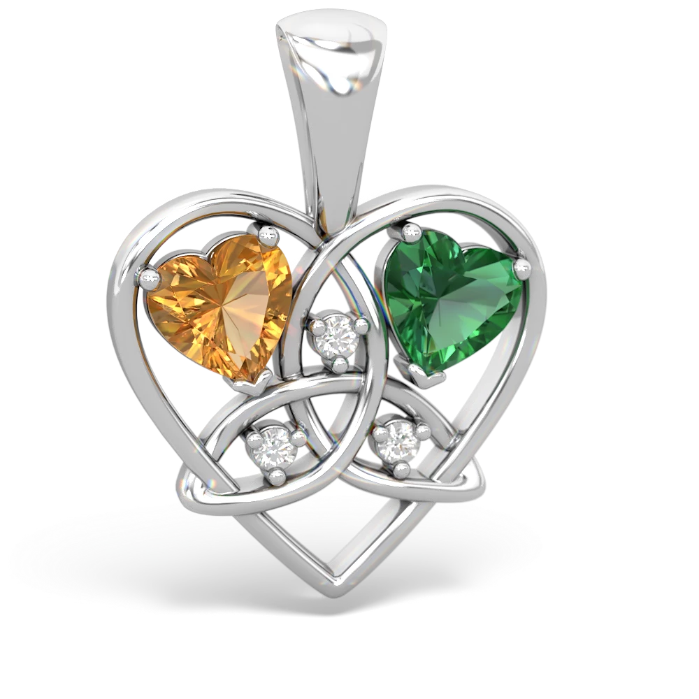 Citrine Celtic Trinity Heart 14K White Gold pendant P5331