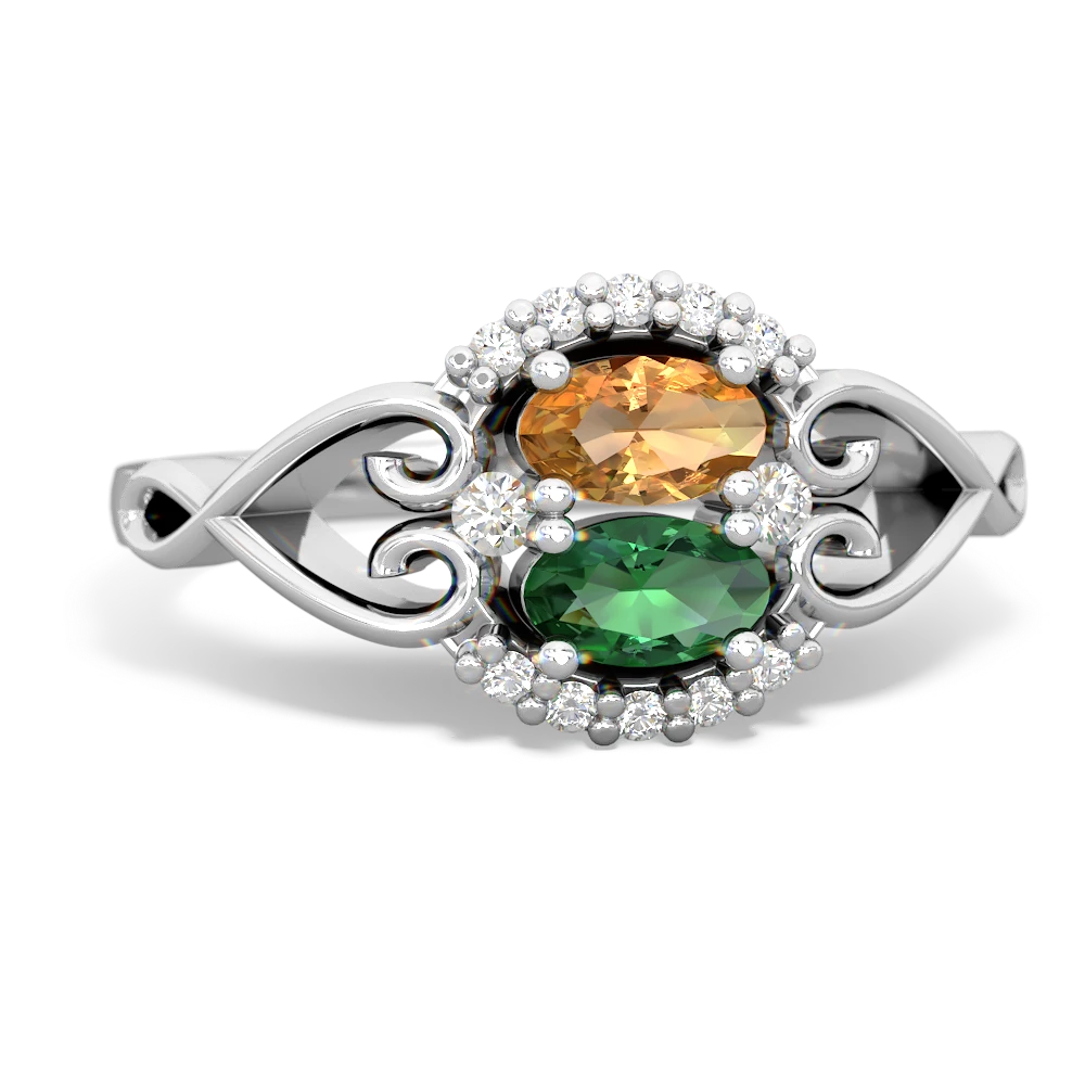 Citrine Love Nest 14K White Gold ring R5860