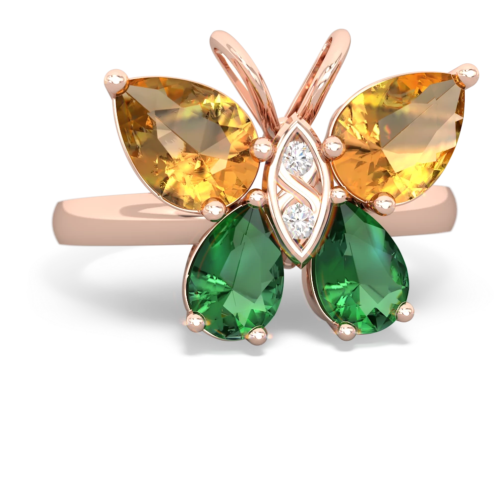 Citrine Butterfly 14K Rose Gold ring R2215