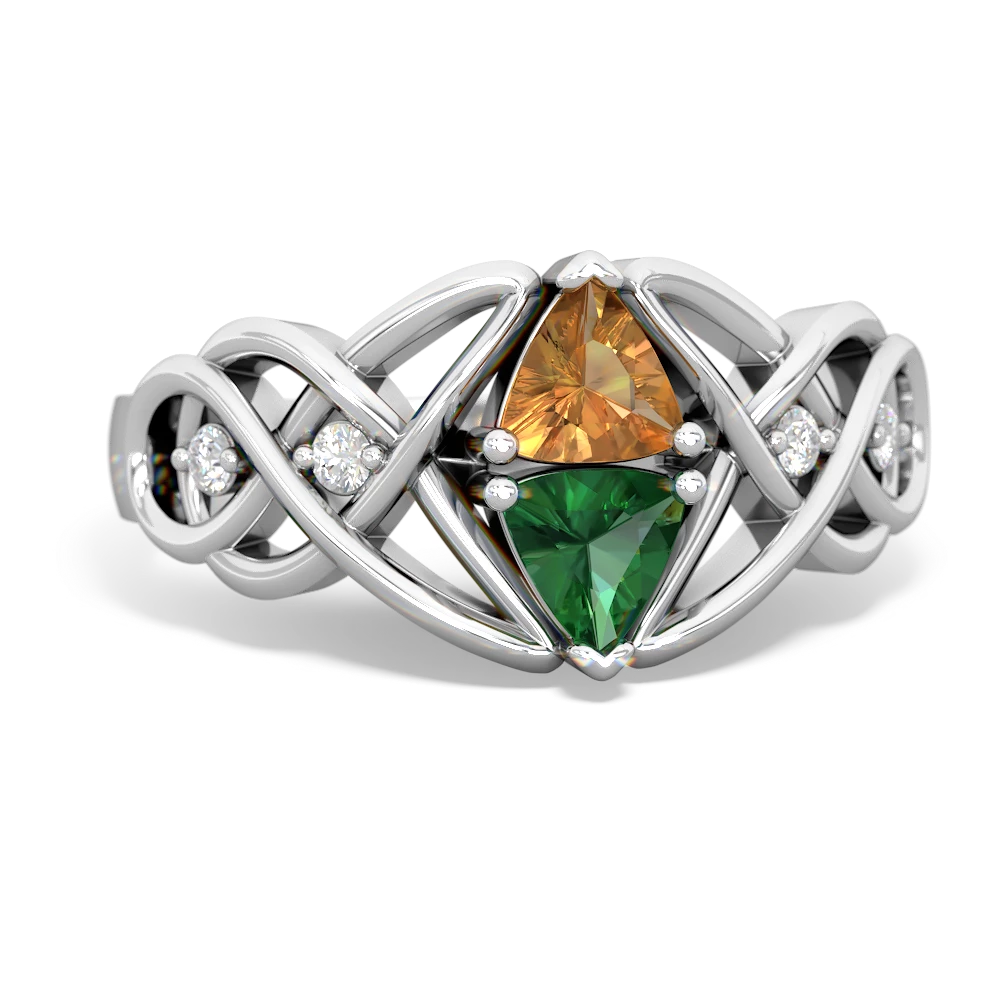 Citrine Keepsake Celtic Knot 14K White Gold ring R5300