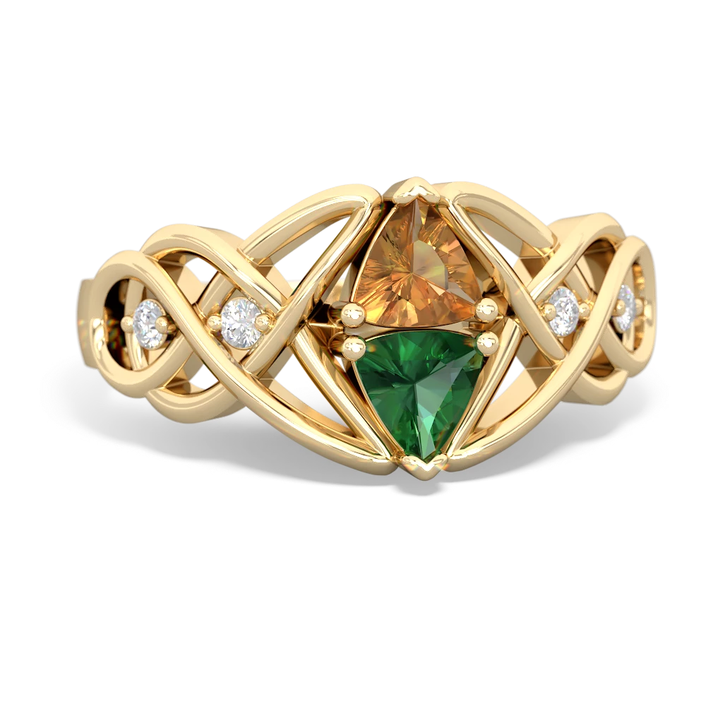 Citrine Keepsake Celtic Knot 14K Yellow Gold ring R5300