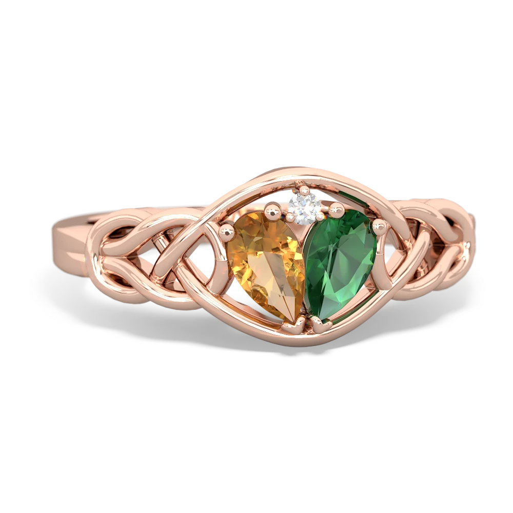 Citrine Celtic Love Knot 14K Rose Gold ring R5420