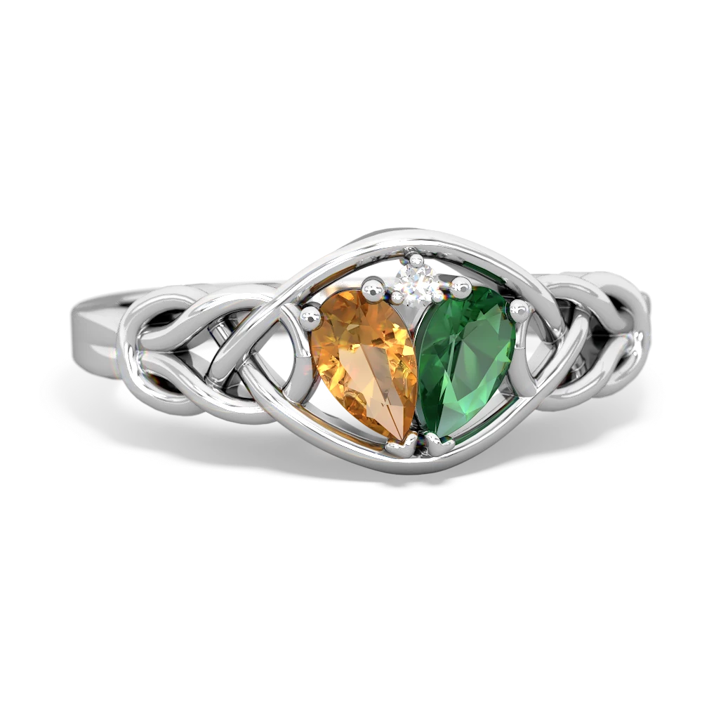 Citrine Celtic Love Knot 14K White Gold ring R5420