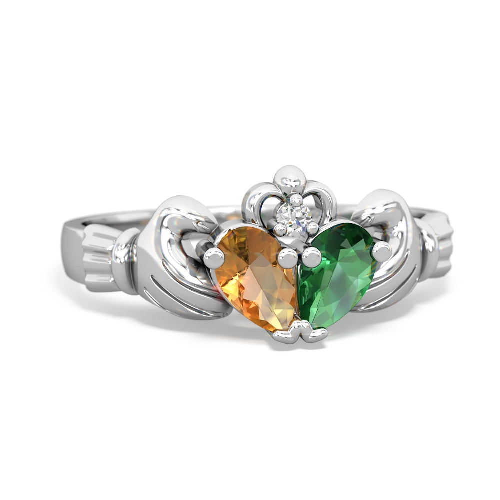 Citrine 'Our Heart' Claddagh 14K White Gold ring R2388