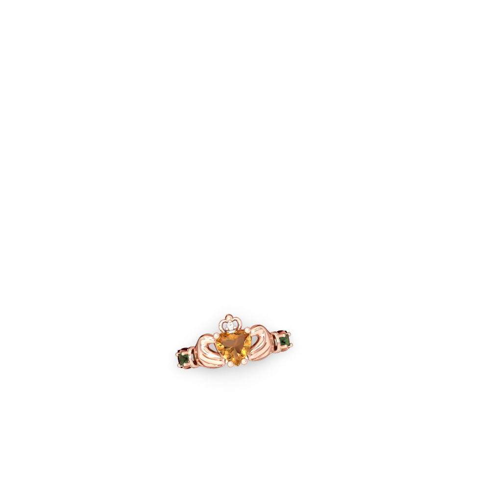 Citrine Claddagh Keepsake 14K Rose Gold ring R5245