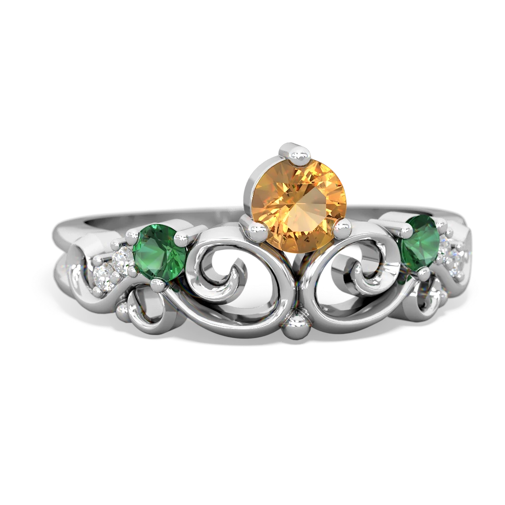 Citrine Crown Keepsake 14K White Gold ring R5740