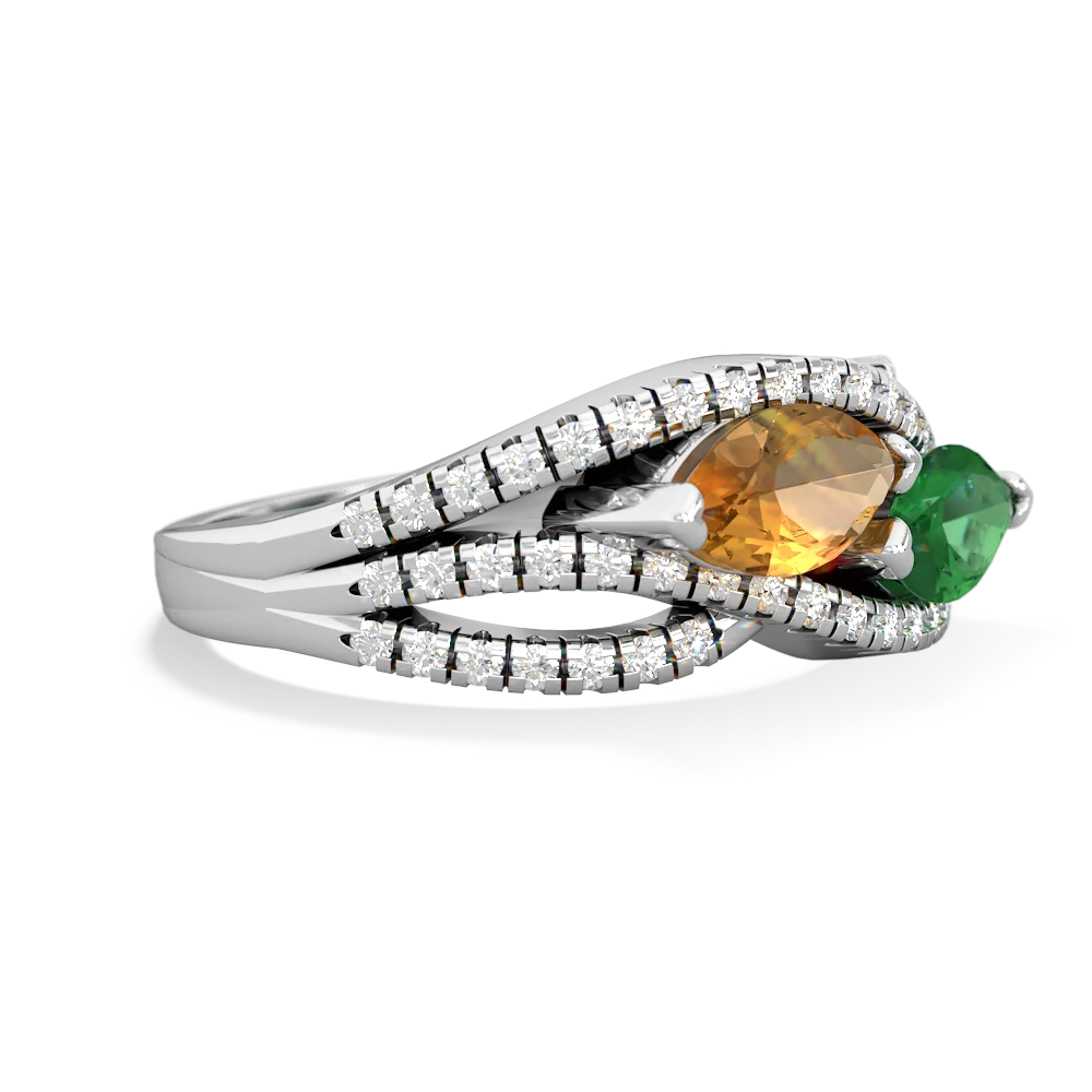 Citrine Diamond Rivers 14K White Gold ring R3070