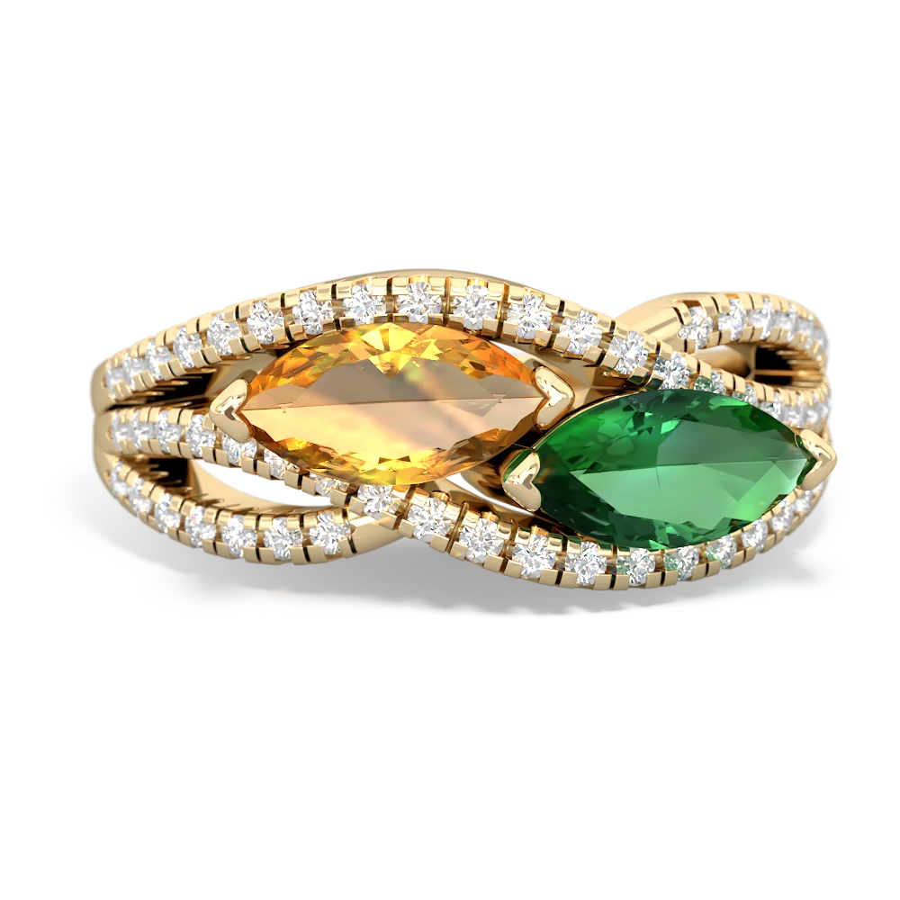 Citrine Diamond Rivers 14K Yellow Gold ring R3070