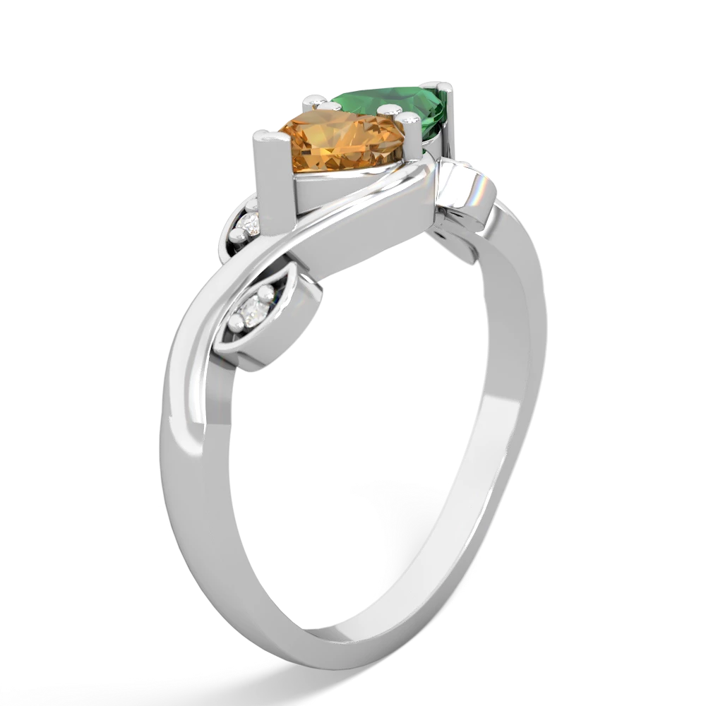 Citrine Floral Elegance 14K White Gold ring R5790