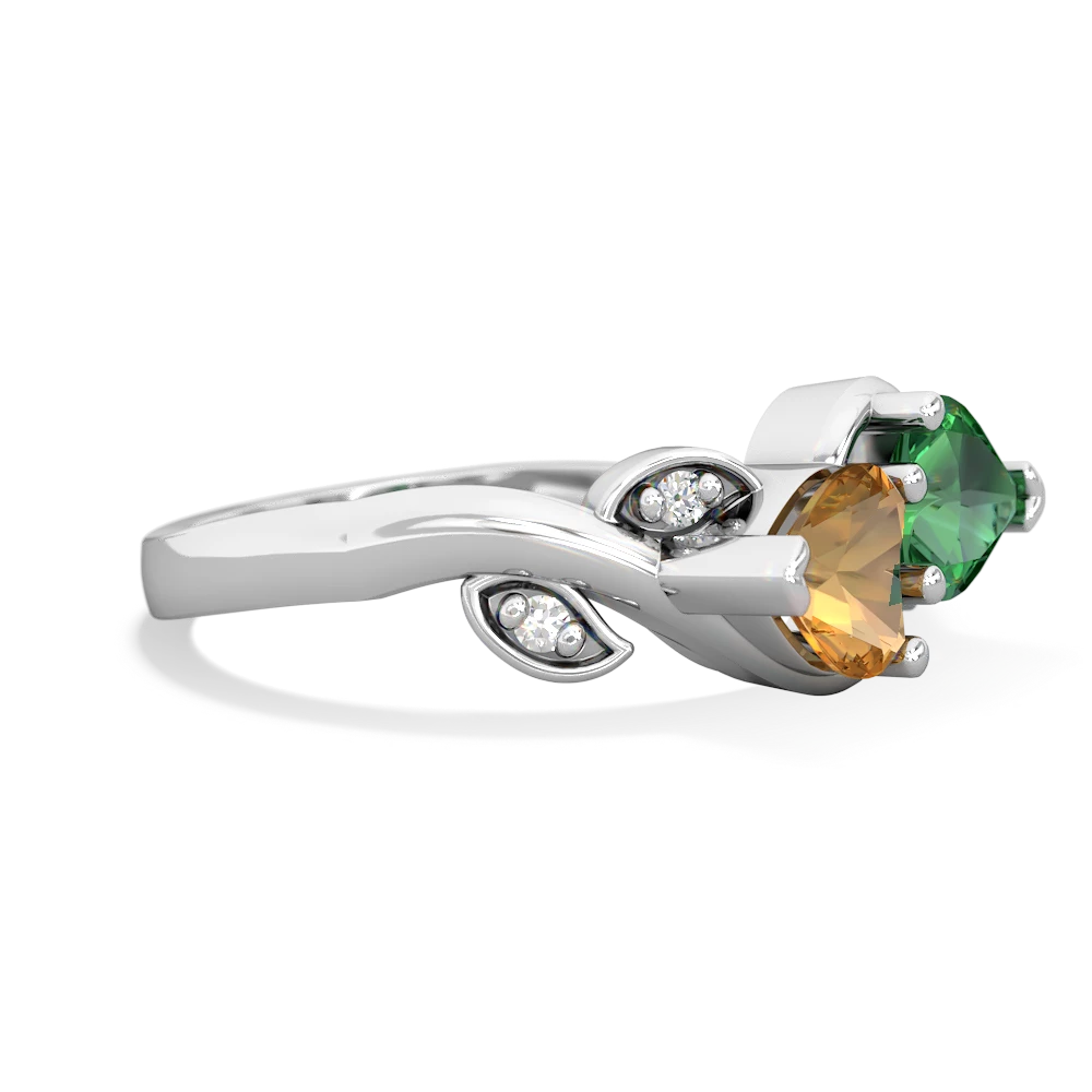 Citrine Floral Elegance 14K White Gold ring R5790