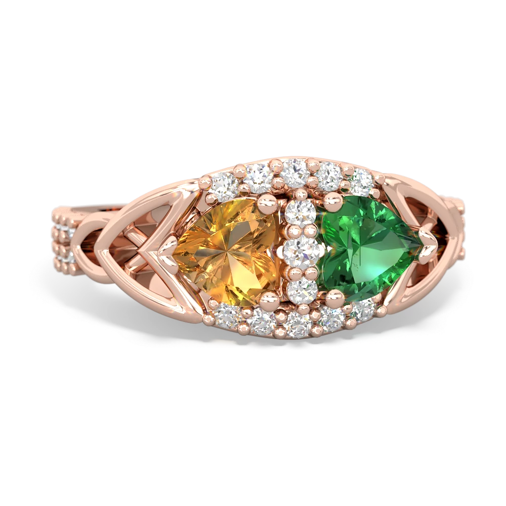 Citrine Sparkling Celtic Knot 14K Rose Gold ring R2645