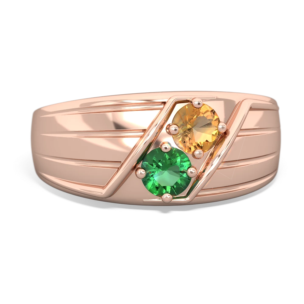 Citrine Men's Streamline 14K Rose Gold ring R0460