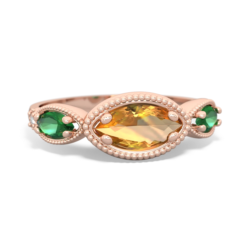 Citrine Milgrain Marquise 14K Rose Gold ring R5700