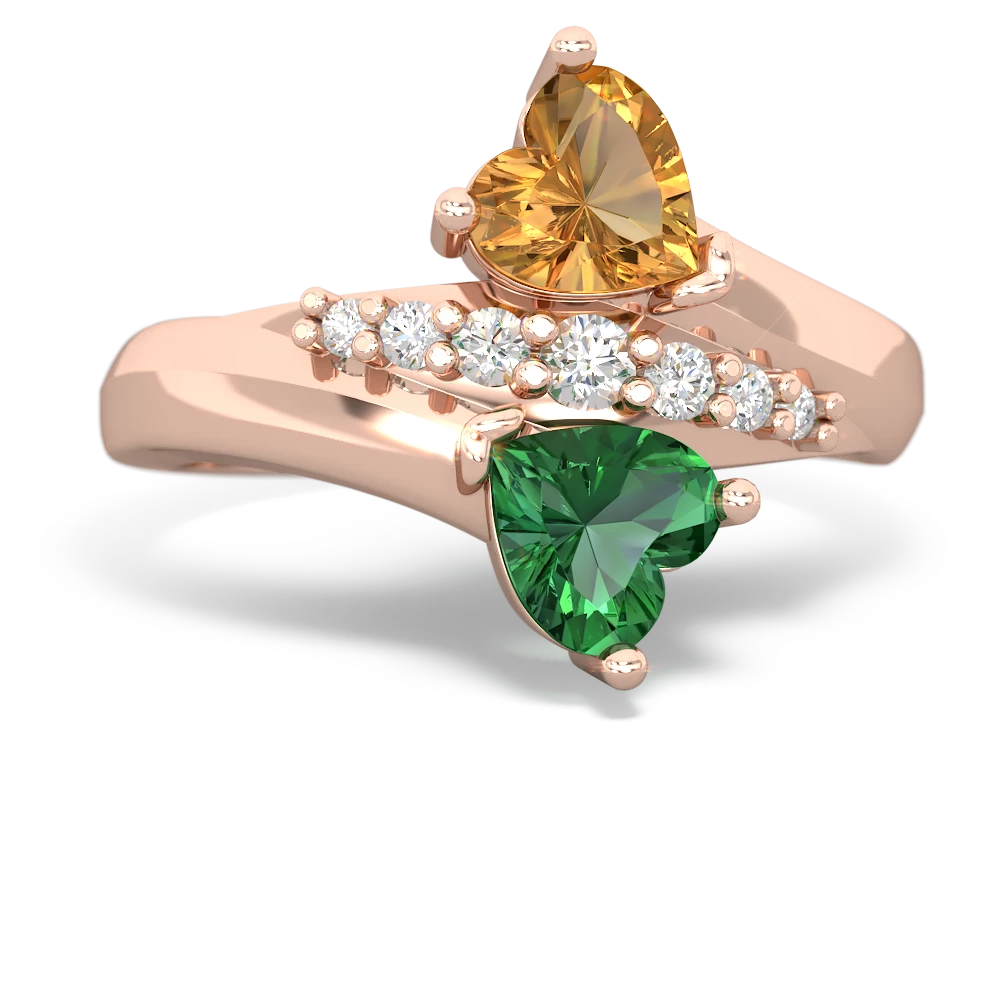 Citrine Heart To Heart 14K Rose Gold ring R2064