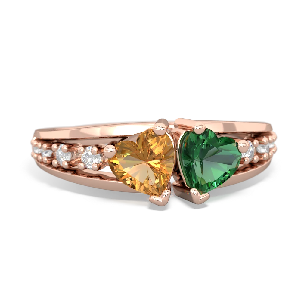 Citrine Heart To Heart 14K Rose Gold ring R3342