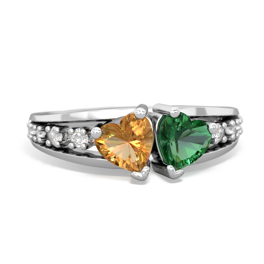 Citrine Heart To Heart 14K White Gold ring R3342