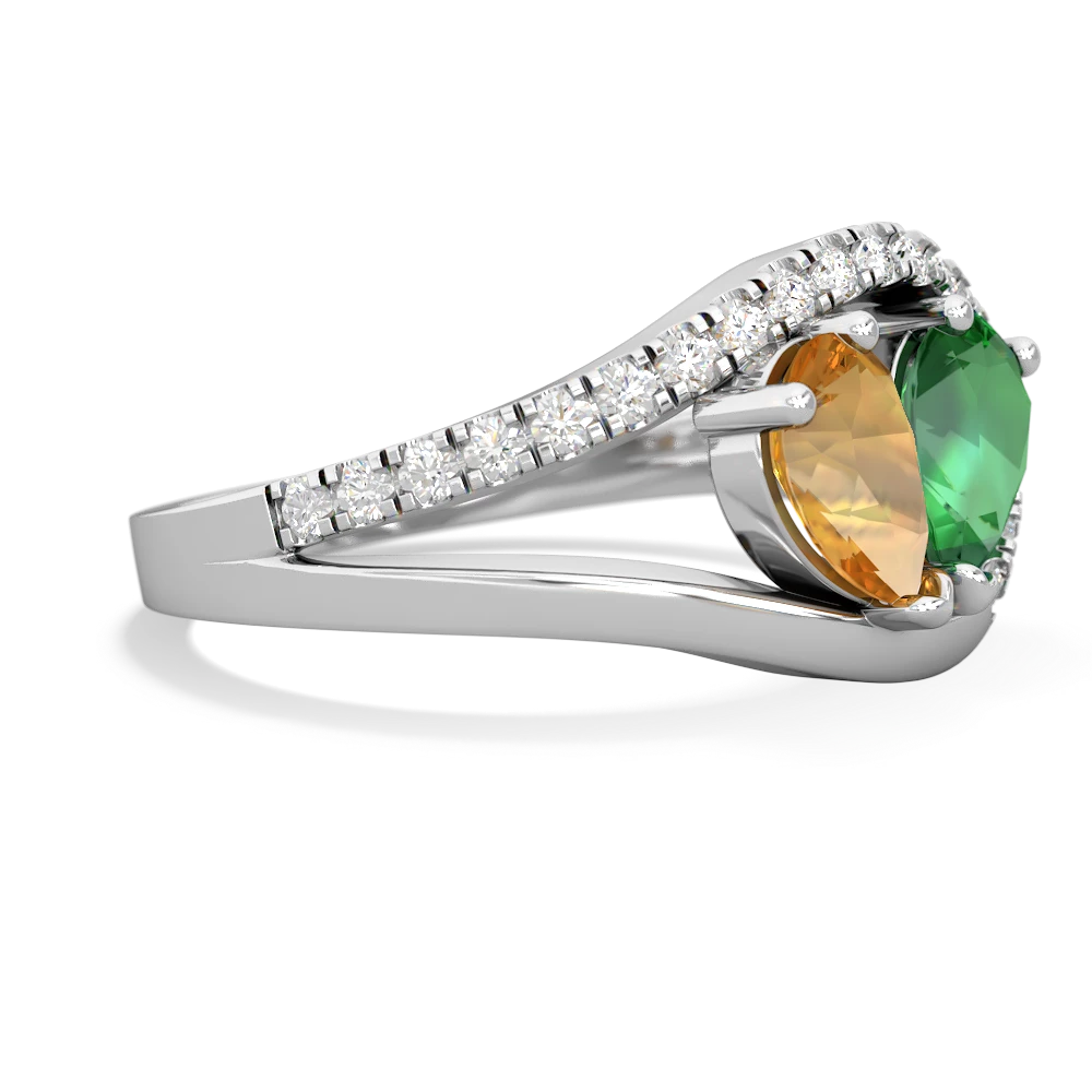 Citrine Nestled Heart Keepsake 14K White Gold ring R5650