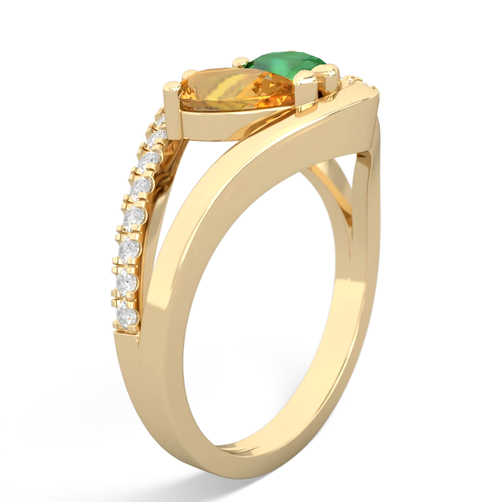 Citrine Nestled Heart Keepsake 14K Yellow Gold ring R5650