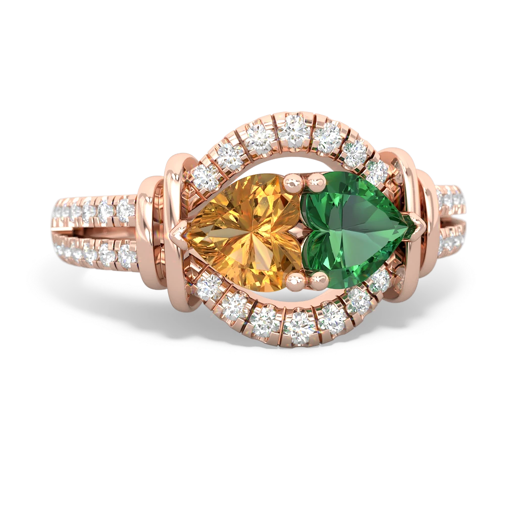 Citrine Art-Deco Keepsake 14K Rose Gold ring R5630