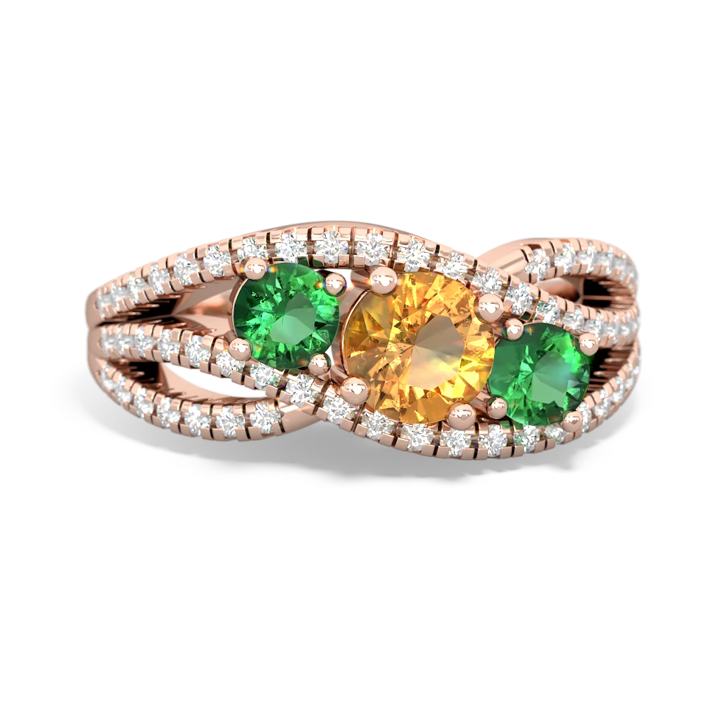 Citrine Three Stone Aurora 14K Rose Gold ring R3080