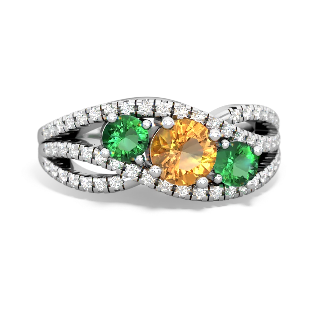 Citrine Three Stone Aurora 14K White Gold ring R3080