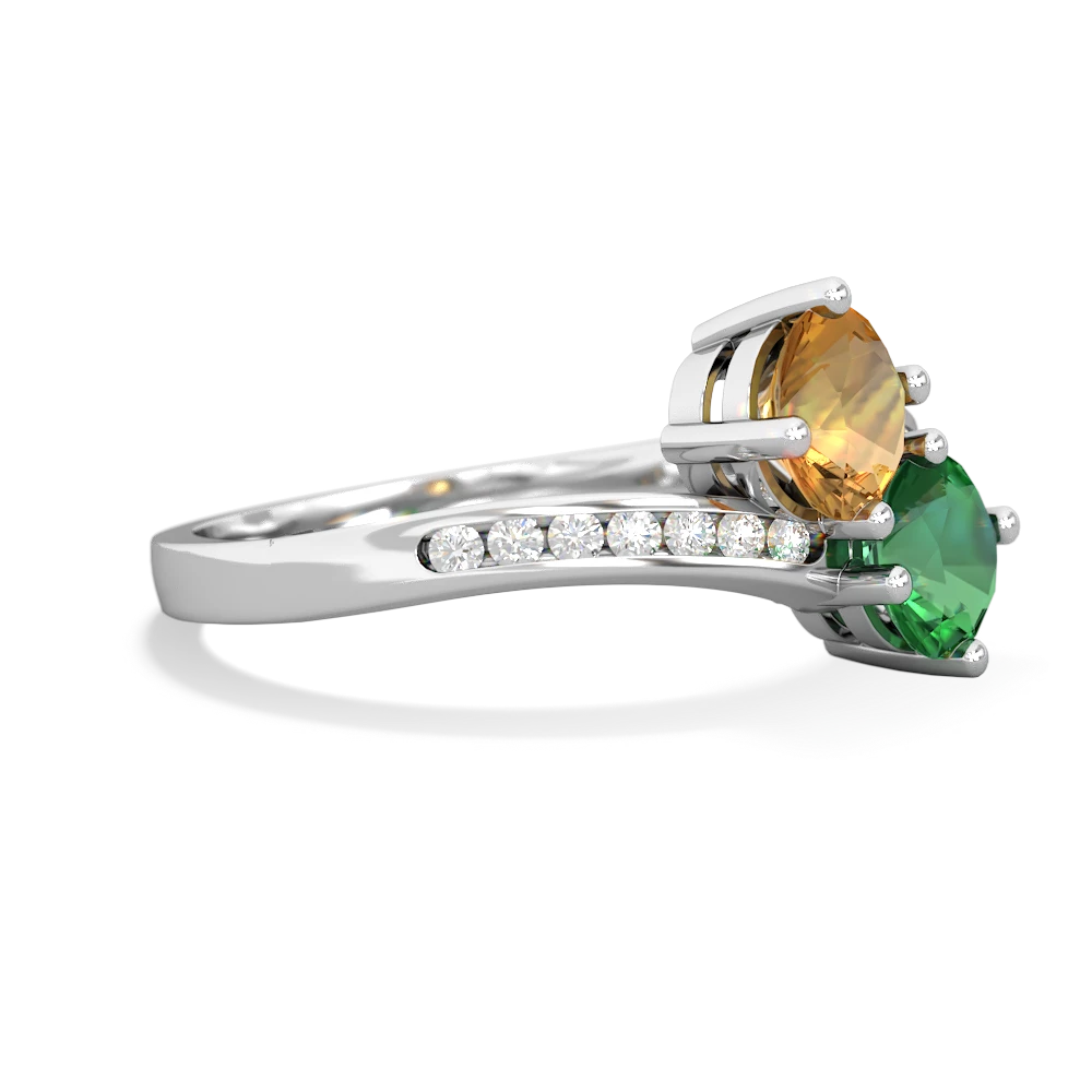 Citrine Channel Set Two Stone 14K White Gold ring R5303