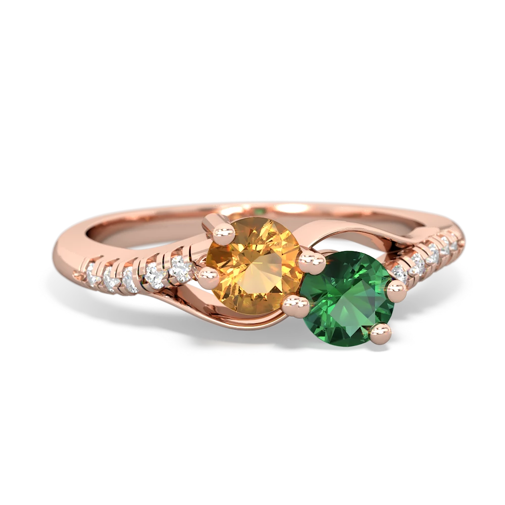 Citrine Infinity Pave Two Stone 14K Rose Gold ring R5285