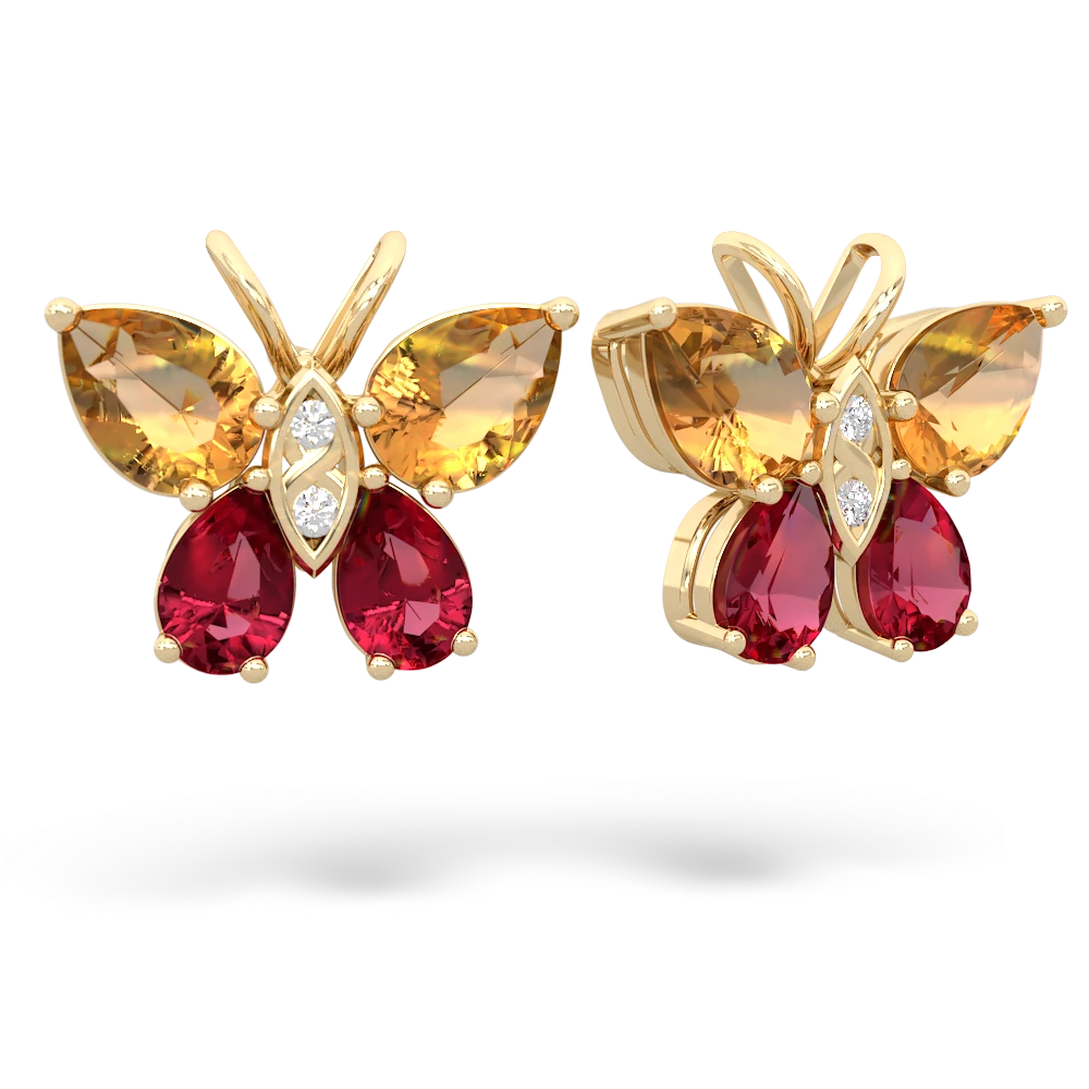 Citrine Butterfly 14K Yellow Gold earrings E2215