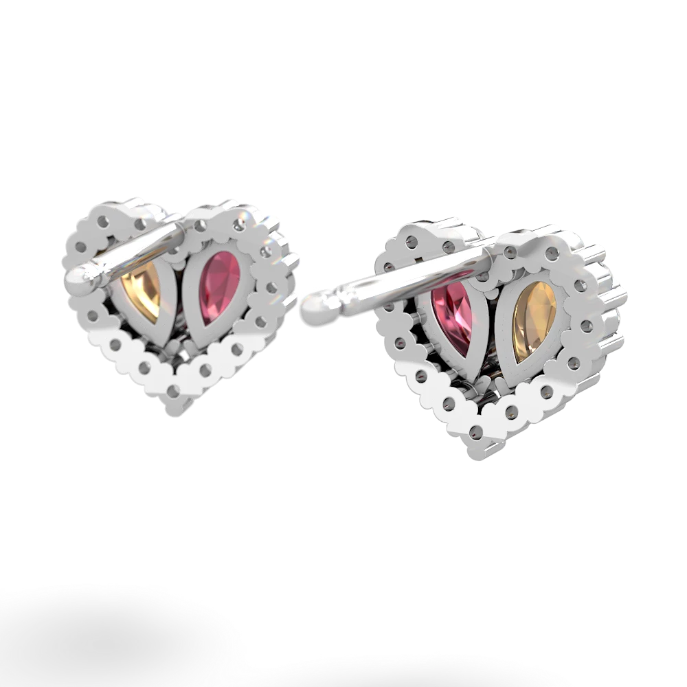 Citrine Halo 14K White Gold earrings E7008