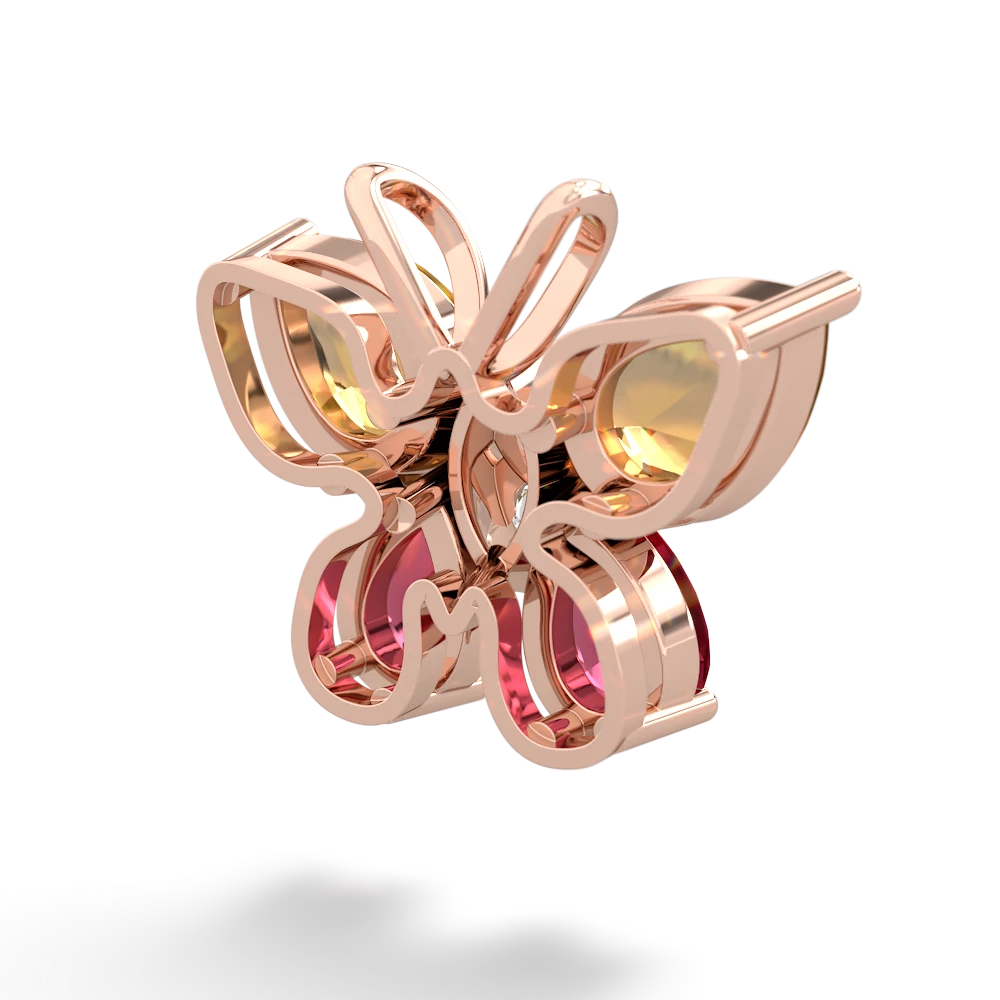 Citrine Butterfly 14K Rose Gold pendant P2215