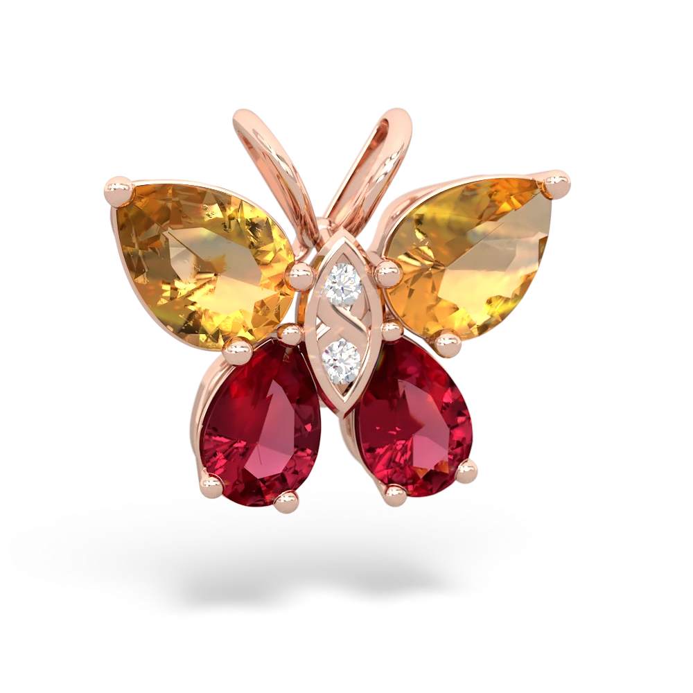 Citrine Butterfly 14K Rose Gold pendant P2215