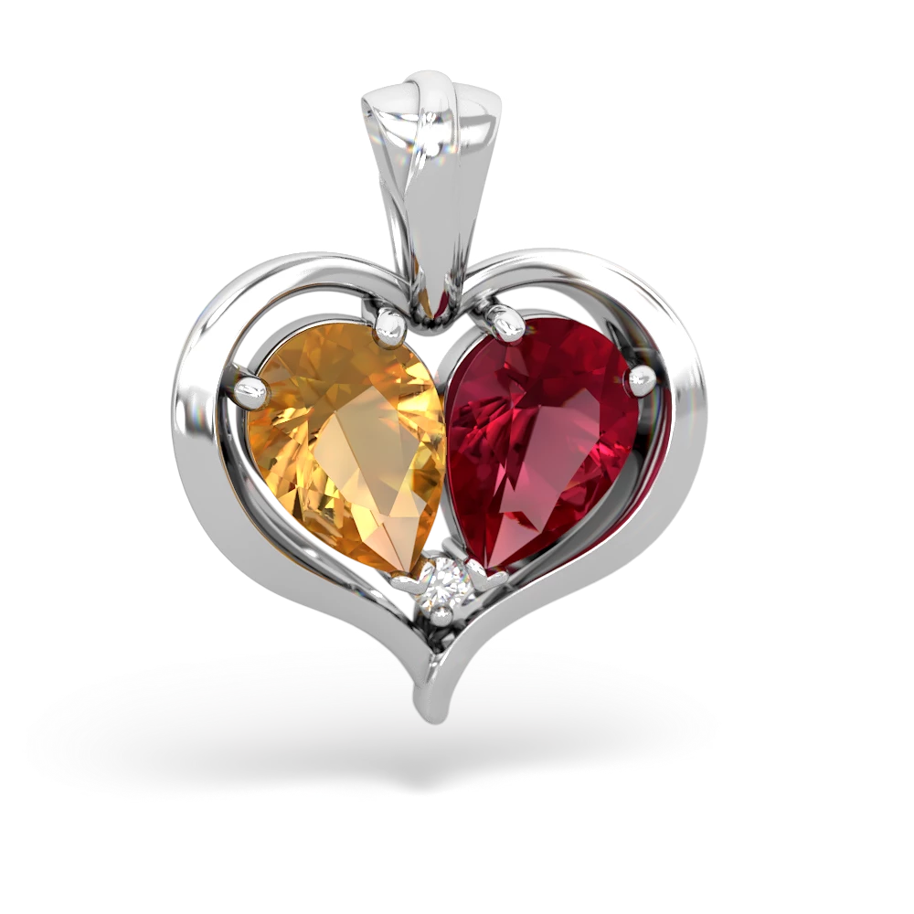 Citrine Two Become One 14K White Gold pendant P5330