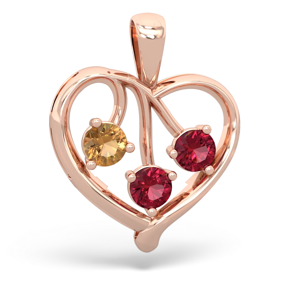 Citrine Glowing Heart 14K Rose Gold pendant P2233