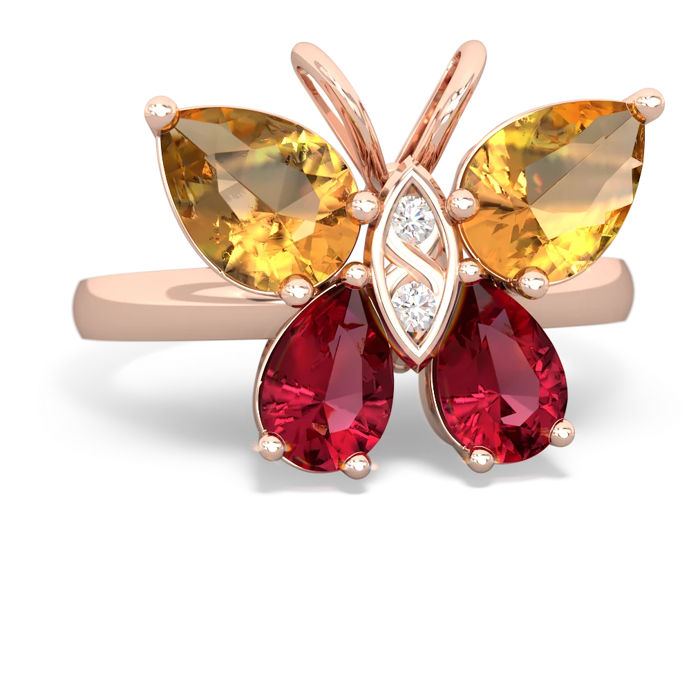 Citrine Butterfly 14K Rose Gold ring R2215